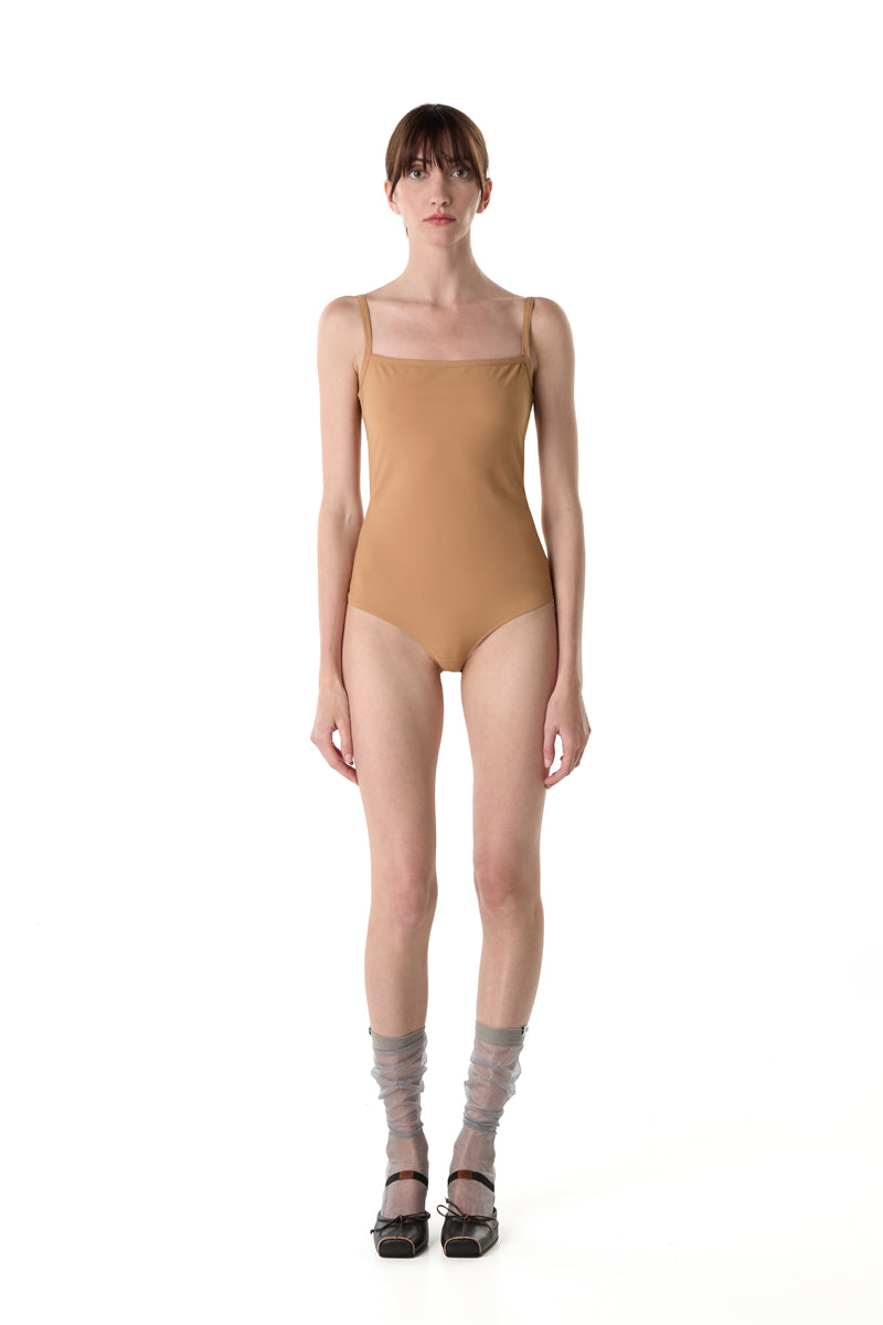 Bodysuit with straps/Beige MM6 MAISON MARGIELA