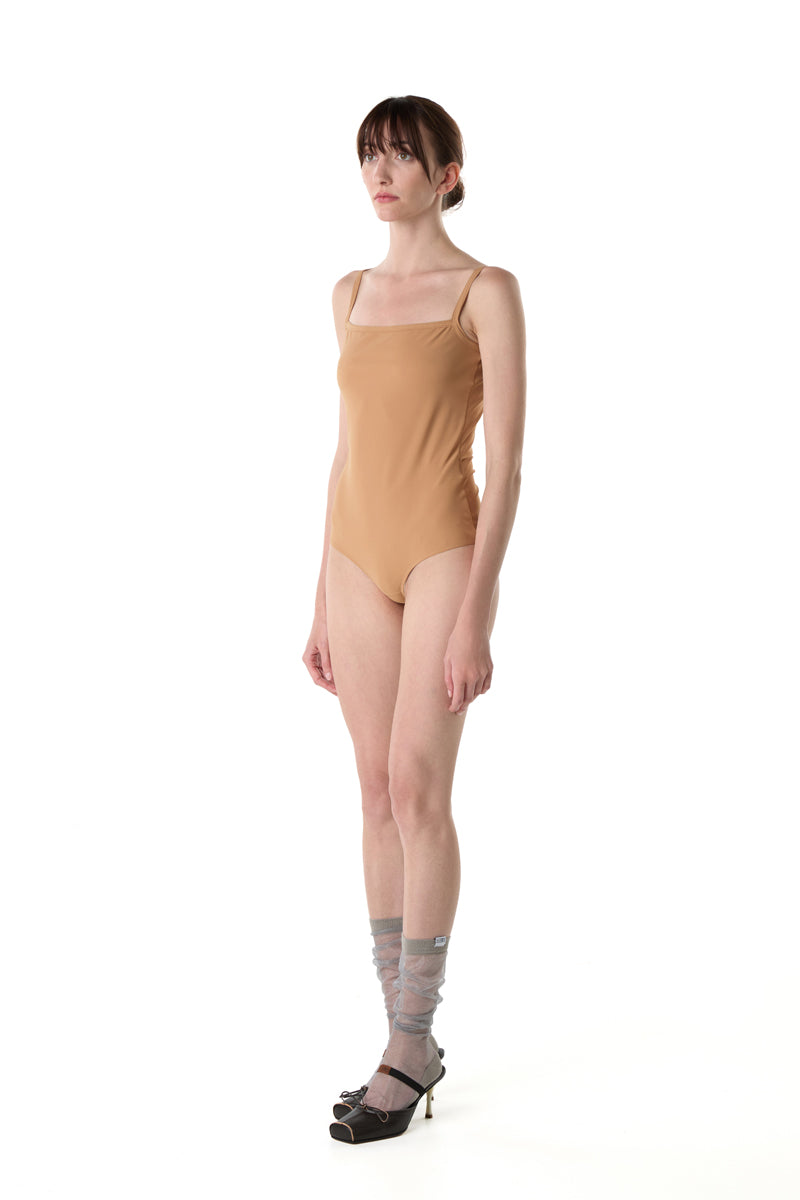 Bodysuit with straps/Beige MM6 MAISON MARGIELA