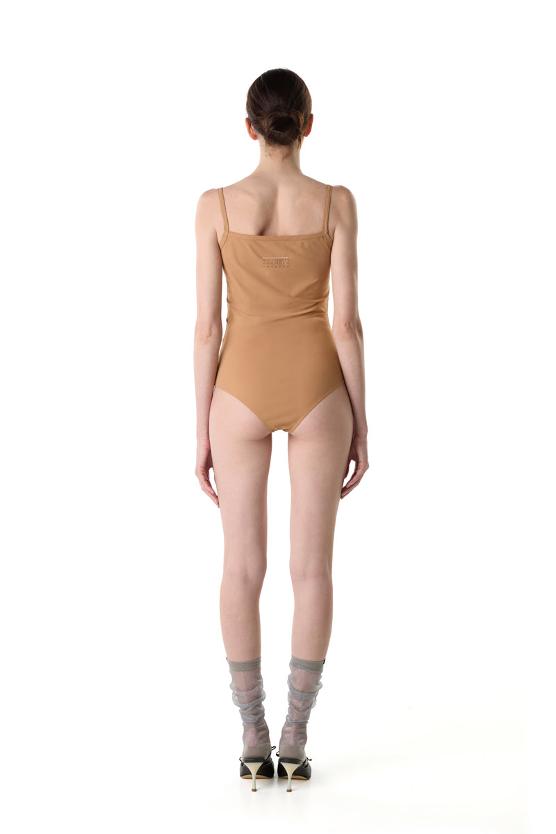 Bodysuit with straps/Beige MM6 MAISON MARGIELA