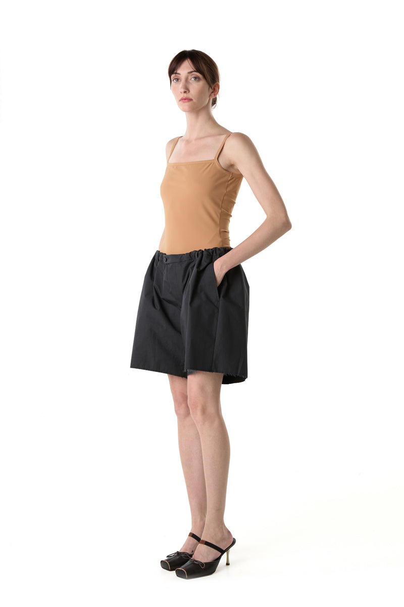 Frayed-detail cotton shorts/Black MM6 MAISON MARGIELA