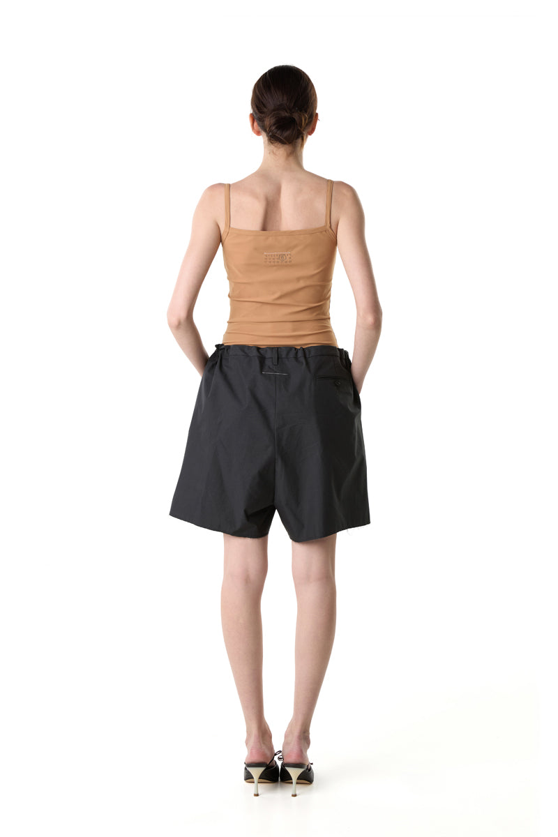 Frayed-detail cotton shorts/Black MM6 MAISON MARGIELA