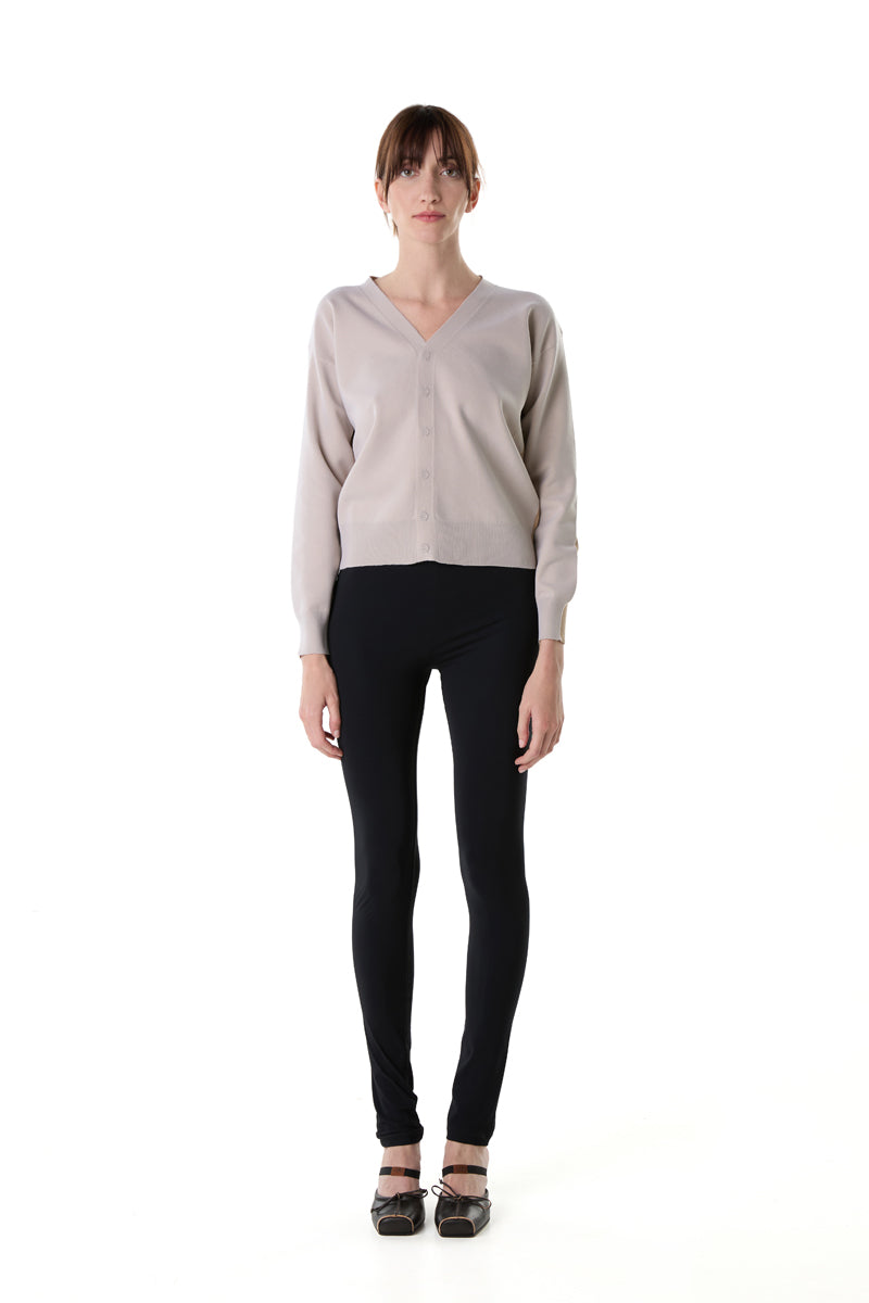 V-neck buttoned two tone cardigan/Dark and Light Beige MM6 MAISON MARGIELA