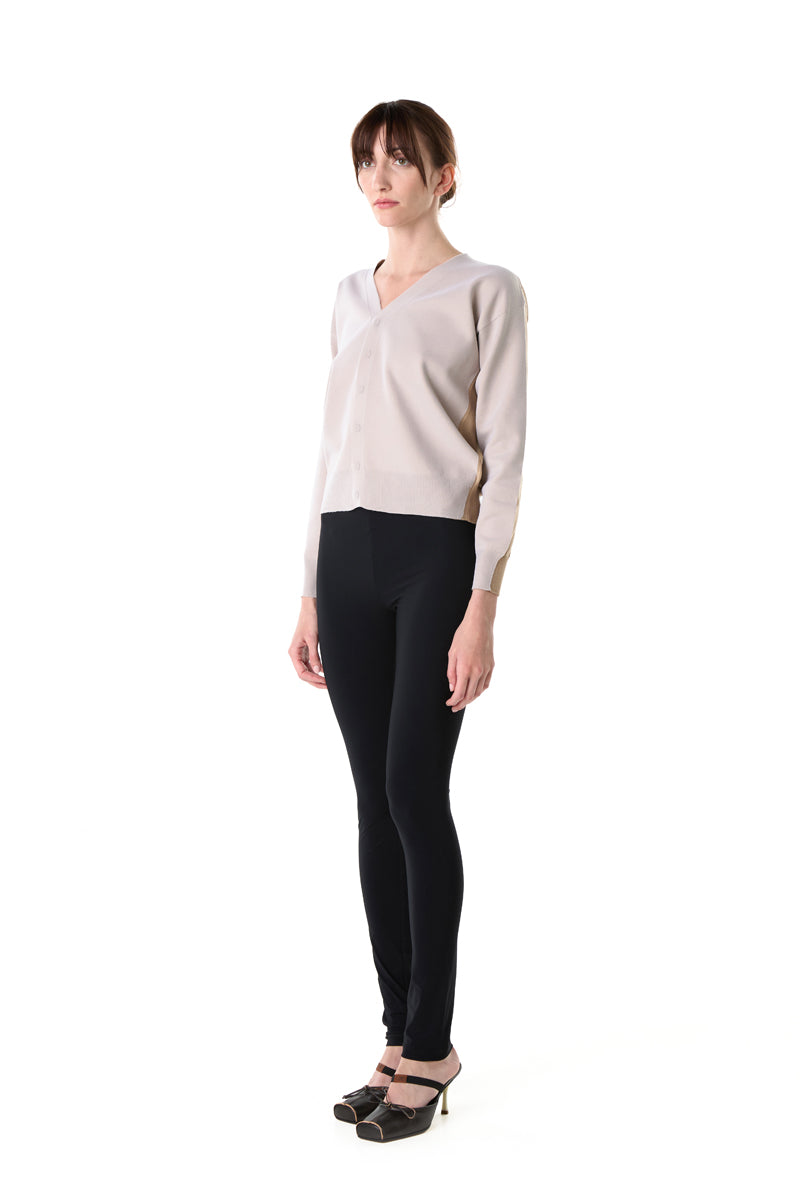 V-neck buttoned two tone cardigan/Dark and Light Beige MM6 MAISON MARGIELA