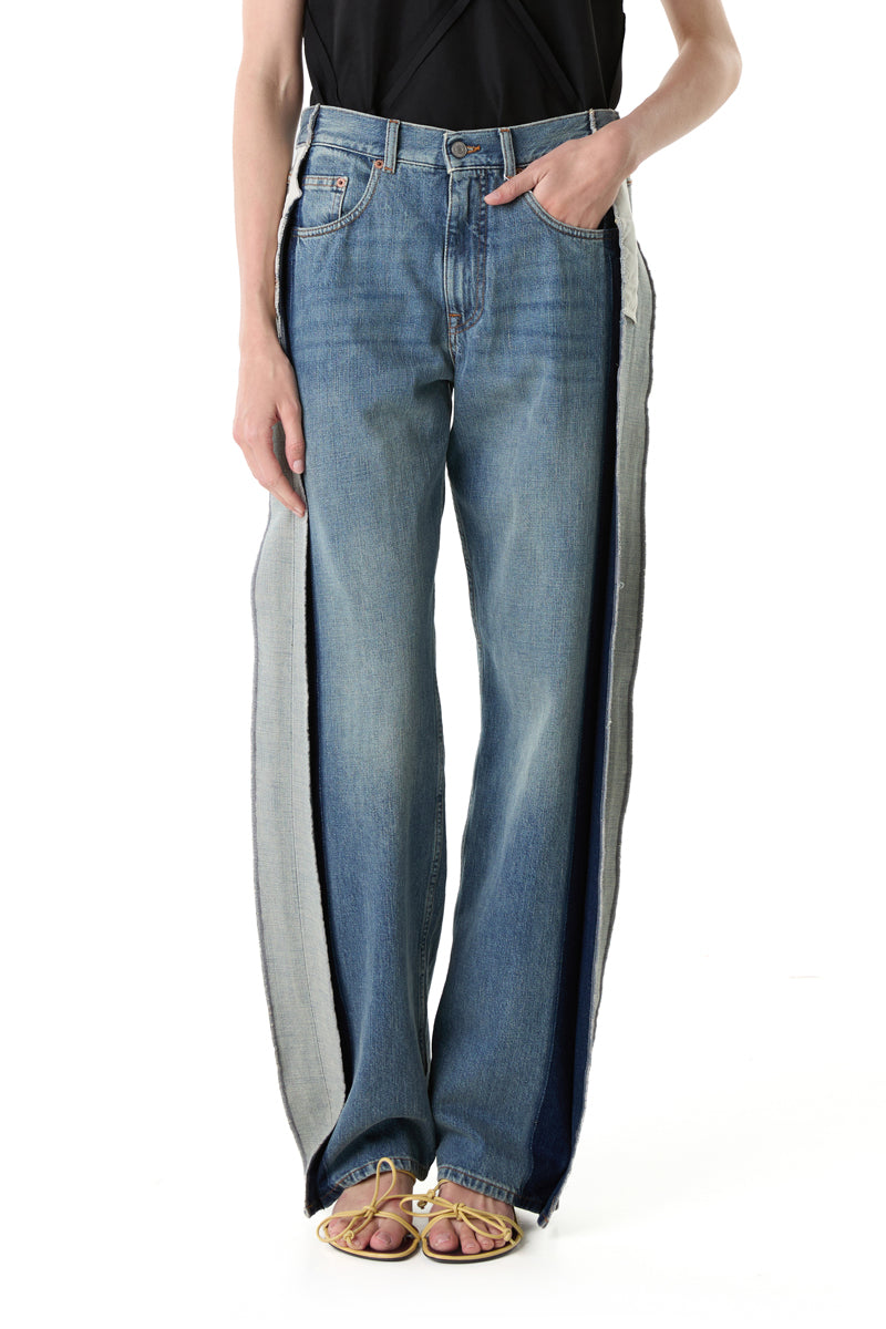 Split-leg cotton denim pants/Blue MM6 MAISON MARGIELA