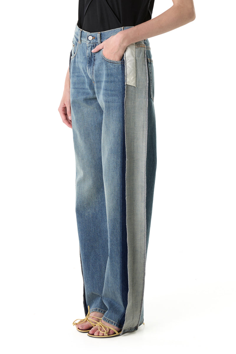 Split-leg cotton denim pants/Blue MM6 MAISON MARGIELA