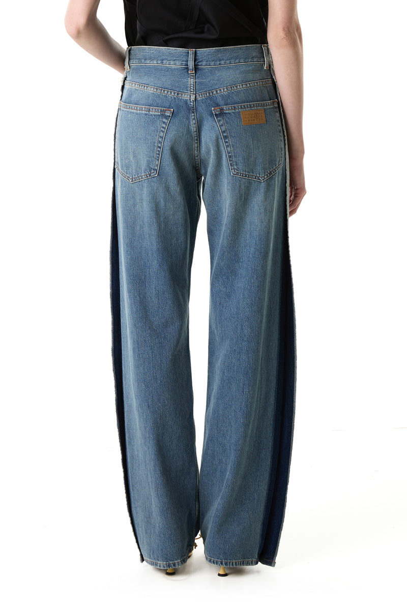 Split-leg cotton denim pants/Blue MM6 MAISON MARGIELA