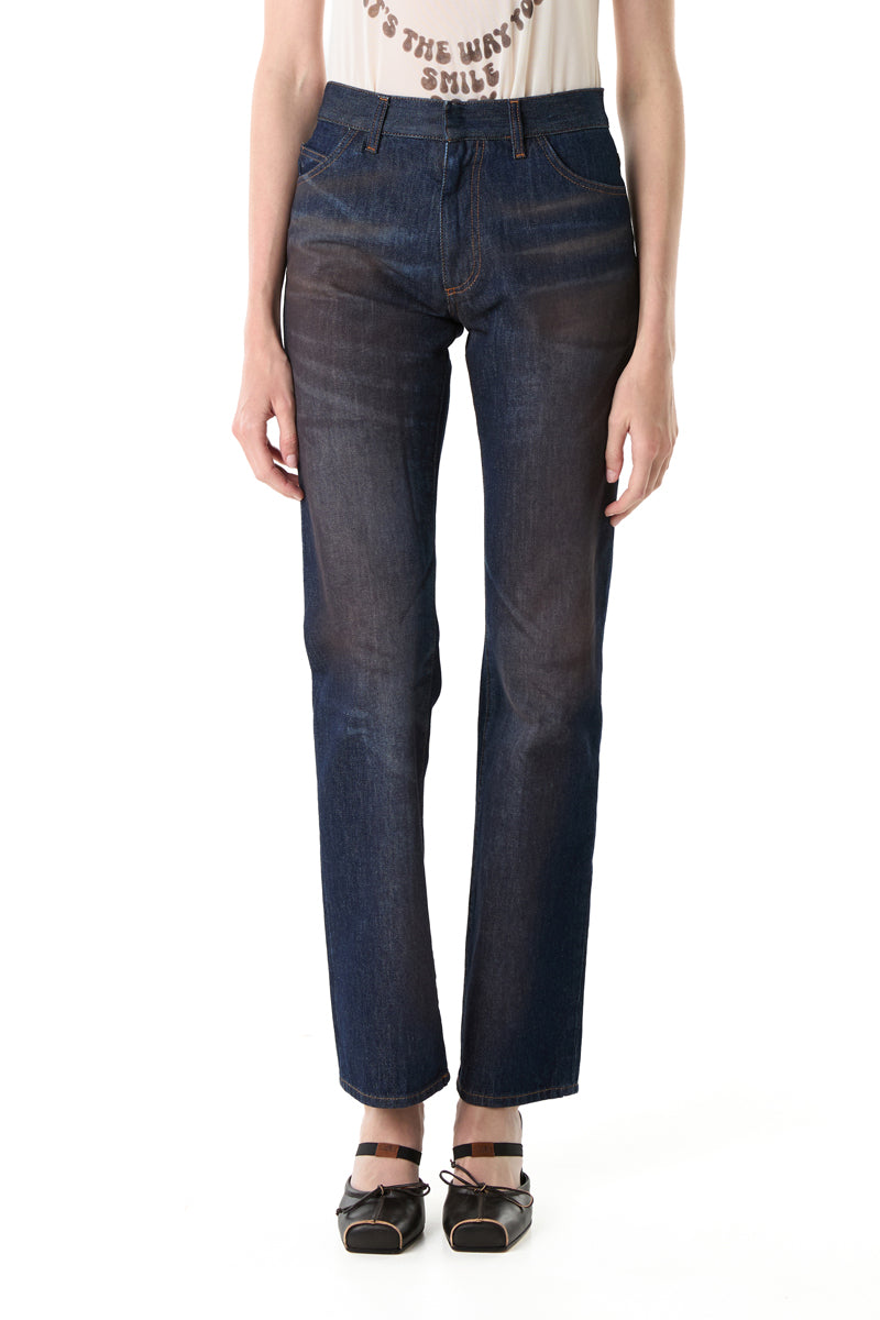 Faded-effect jeans/Dark Blue MM6 MAISON MARGIELA