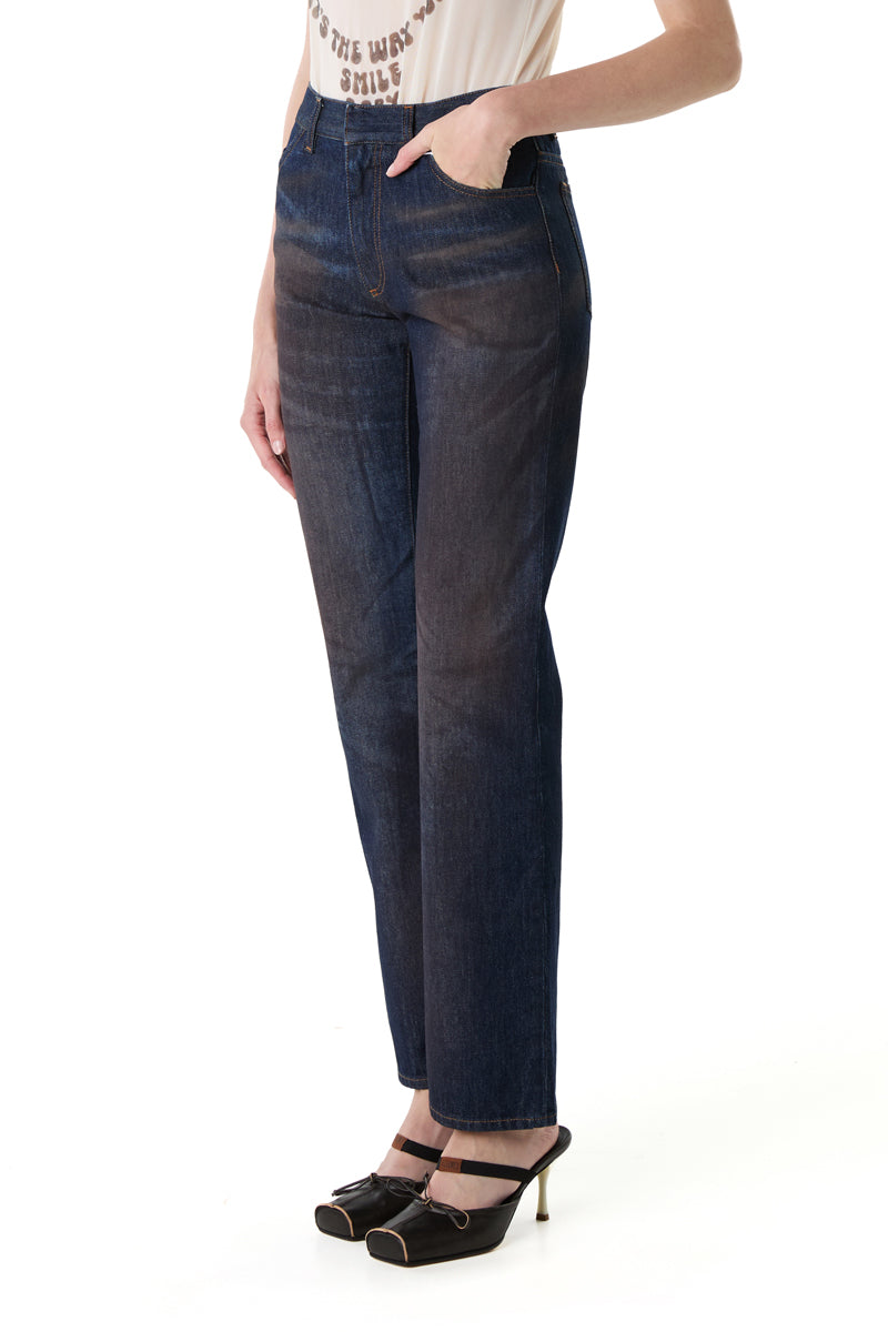 Faded-effect jeans/Dark Blue MM6 MAISON MARGIELA