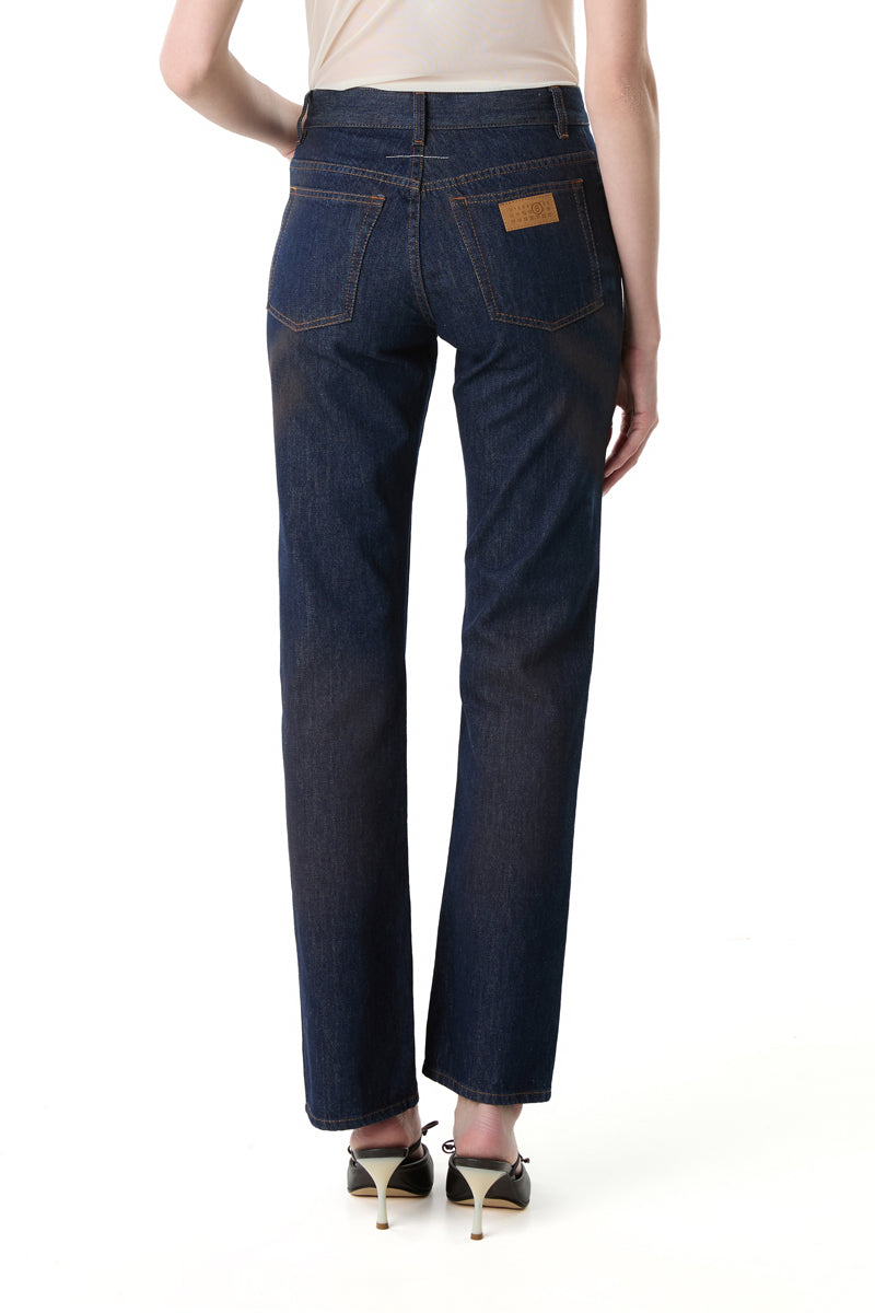 Faded-effect jeans/Dark Blue MM6 MAISON MARGIELA