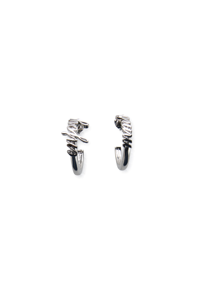 MM6 logo hoop earrings/Silver MM6 MAISON MARGIELA