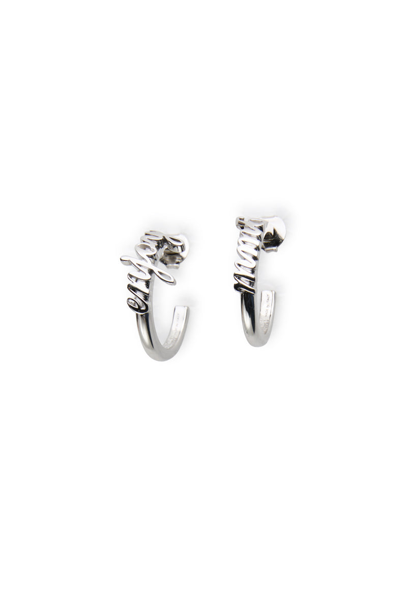 MM6 logo hoop earrings/Silver MM6 MAISON MARGIELA