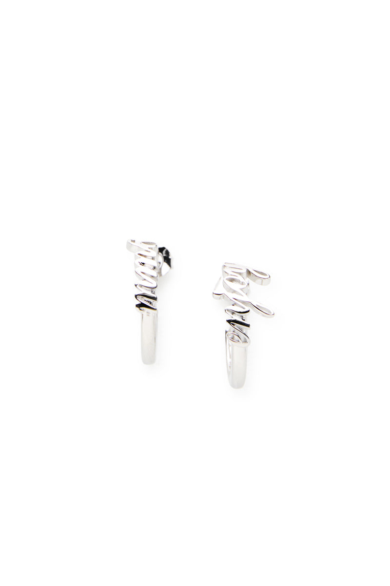 MM6 logo hoop earrings/Silver MM6 MAISON MARGIELA