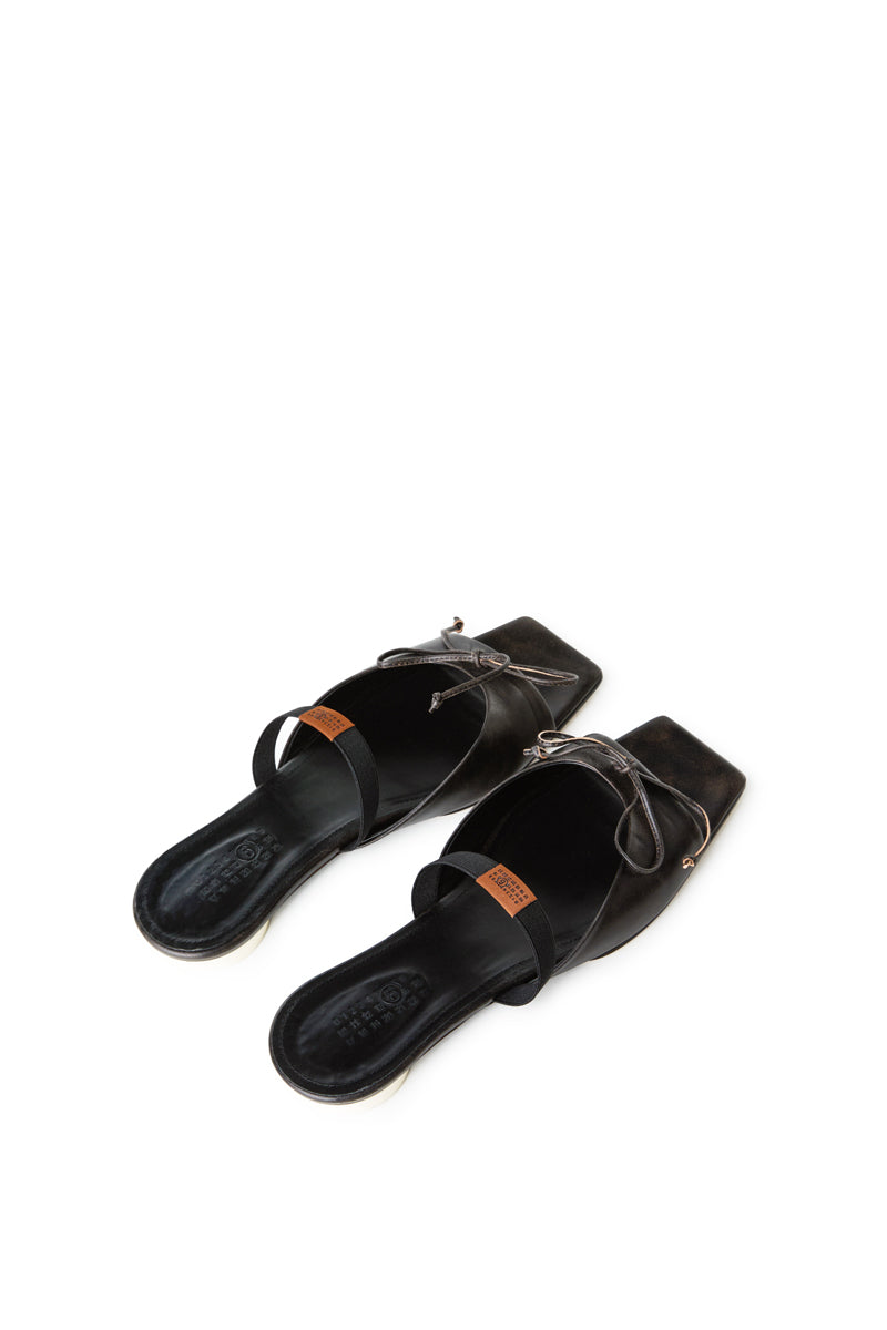 Bow-detailed leather slingback shoes/Dark Brown MM6 MAISON MARGIELA
