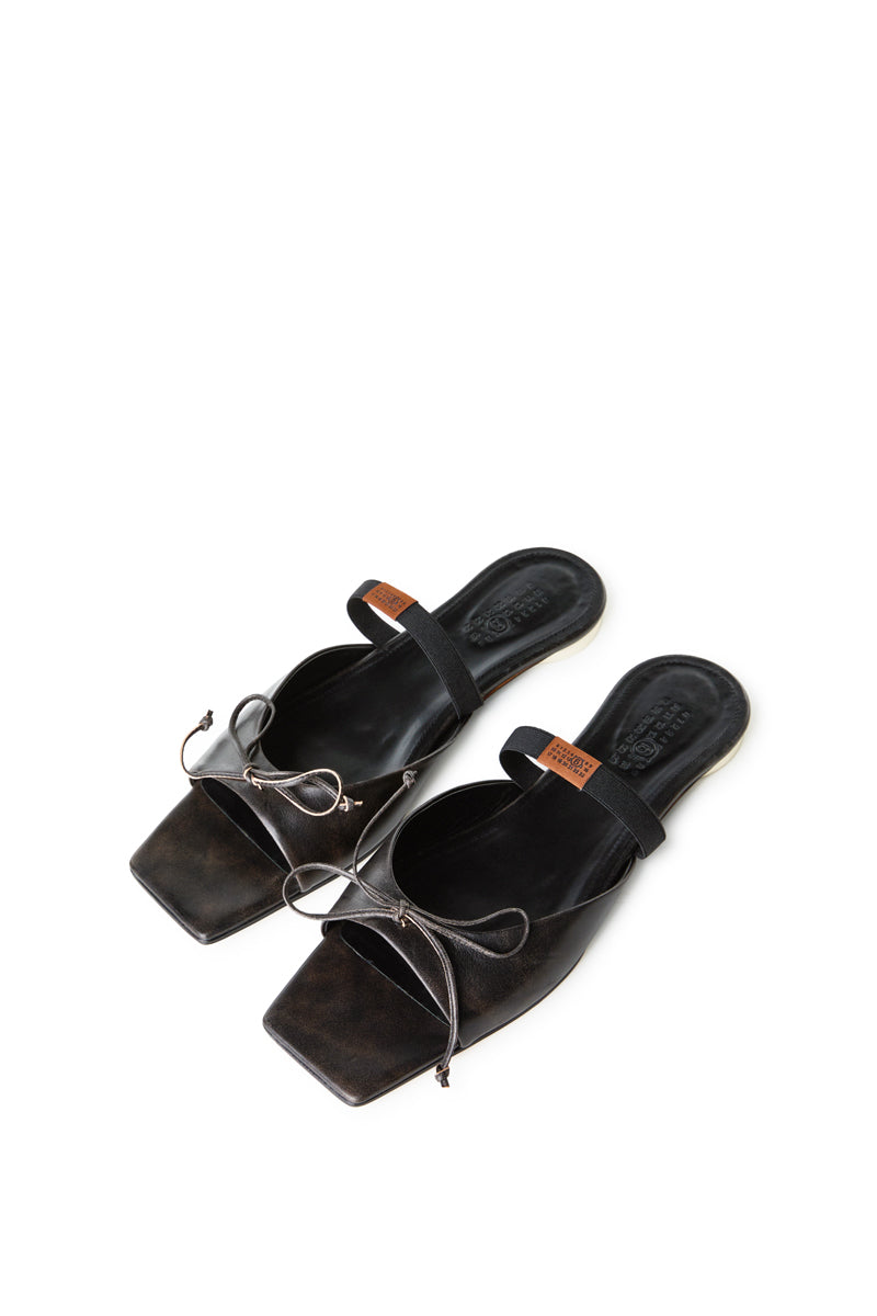 Bow-detailed leather slingback shoes/Dark Brown MM6 MAISON MARGIELA