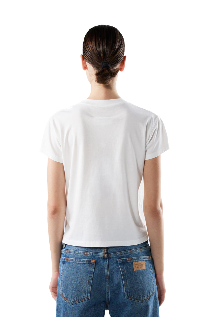 Fringe round neck T-shirt-White MM6 MAISON MARGIELA