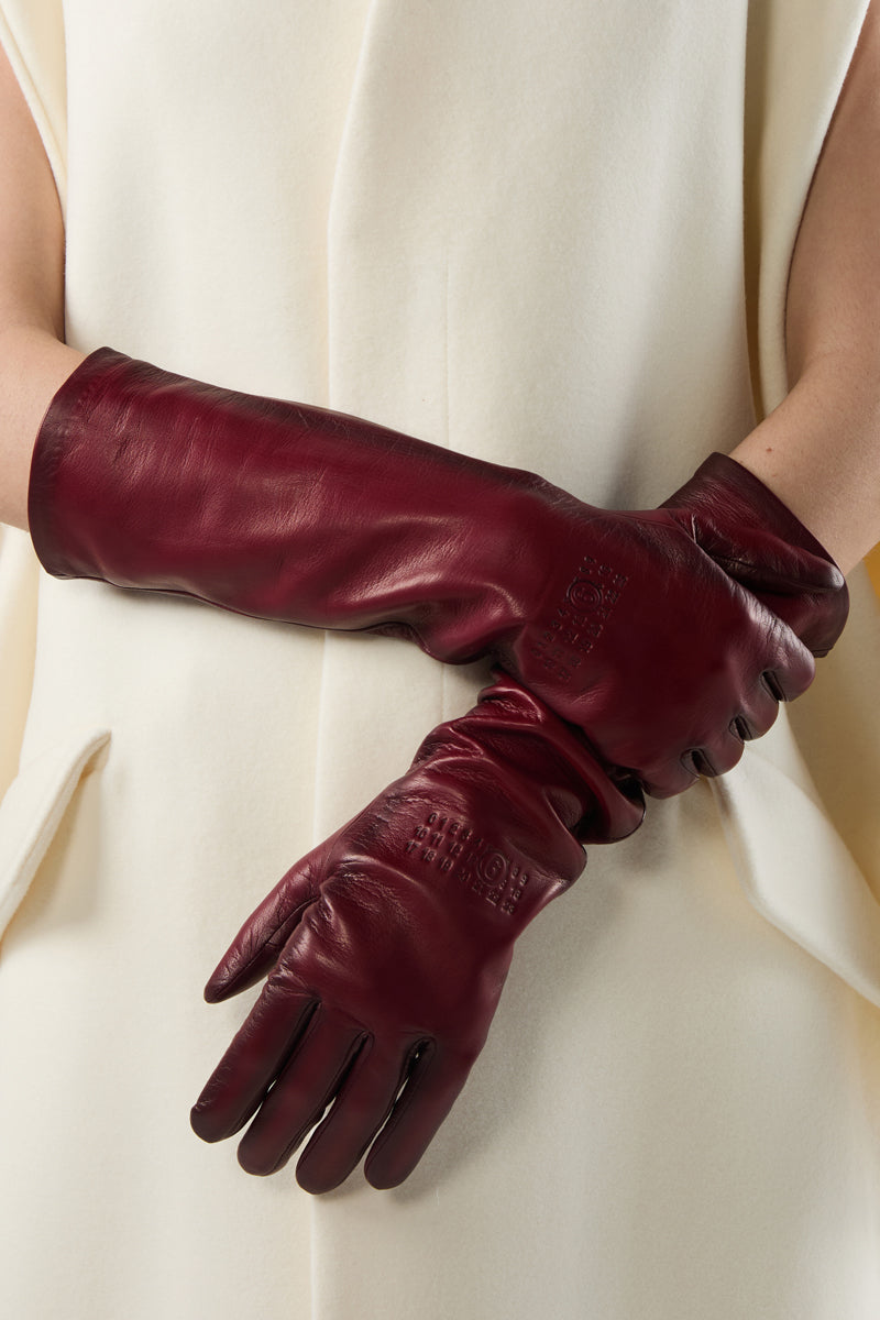 Mid-length leather gloves/Red MM6 MAISON MARGIELA