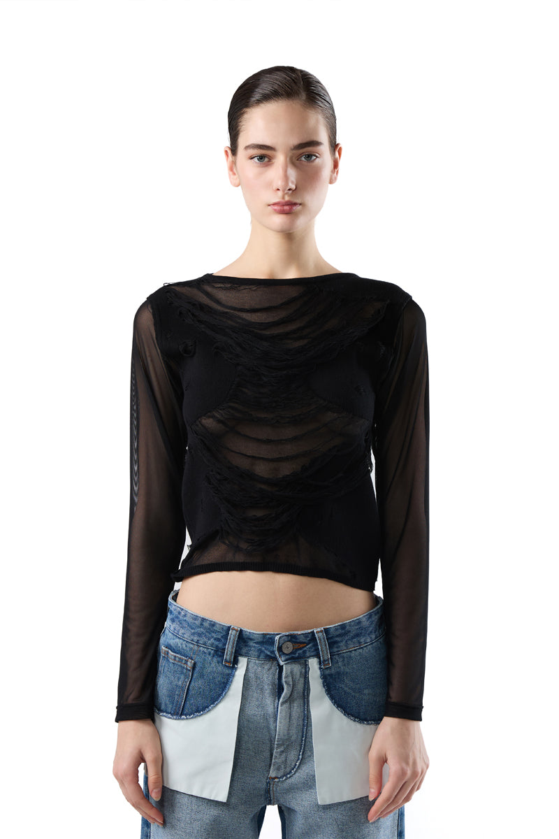 Distressed top-Black MM6 MAISON MARGIELA