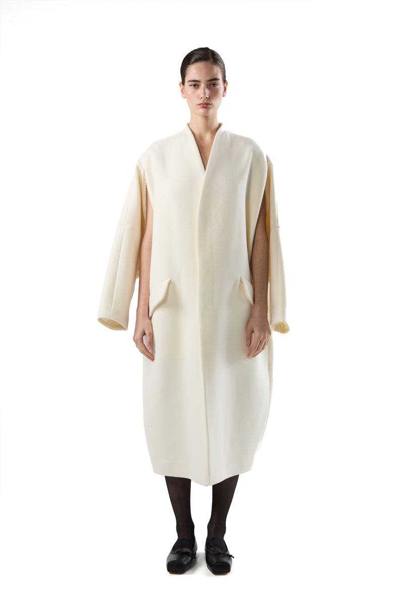Asymmetric oversized coat/White MM6 MAISON MARGIELA