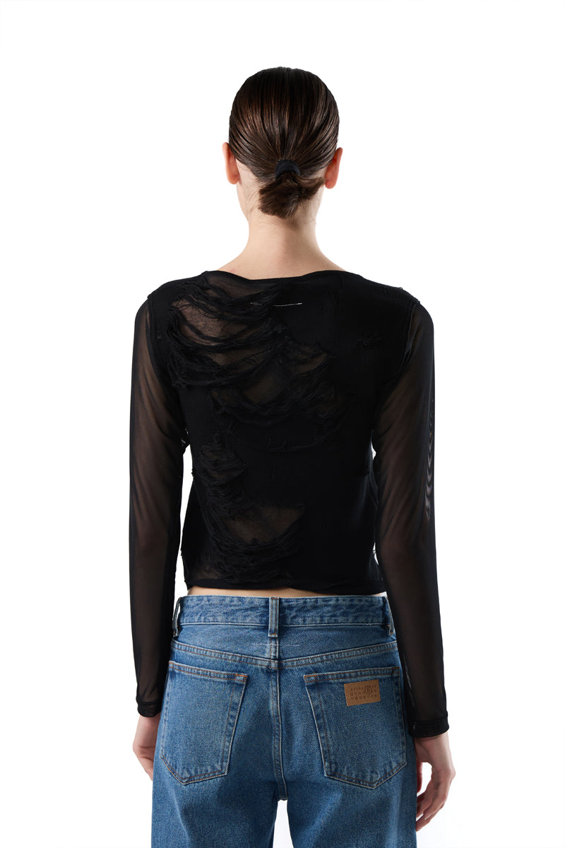 Distressed top-Black MM6 MAISON MARGIELA