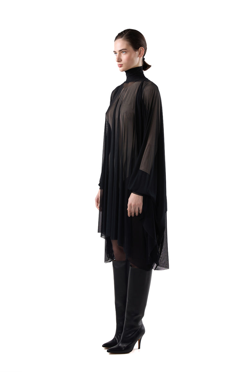 Sleeve slit tulle dress-Black MM6 MAISON MARGIELA