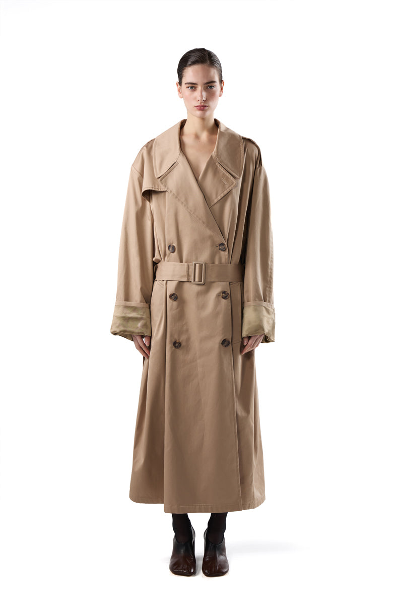 Single-breasted trench coat/Beige MM6 MAISON MARGIELA