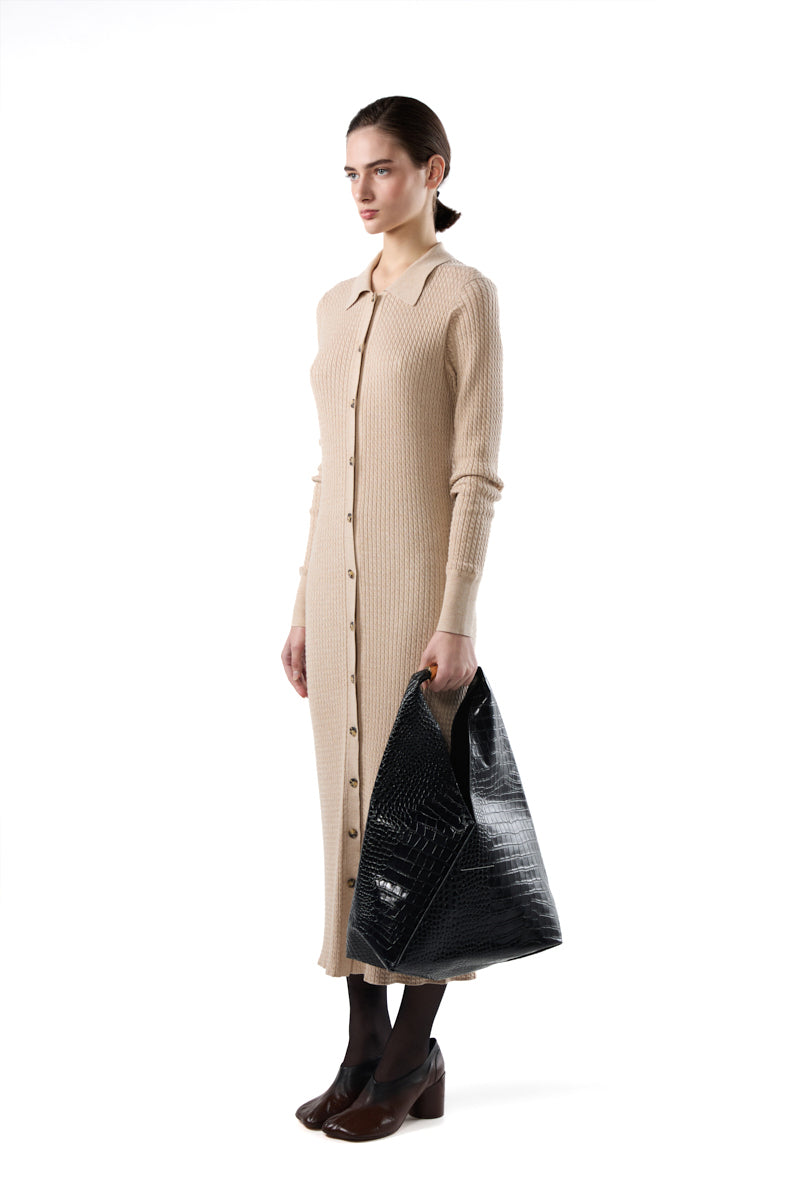 Crocodile-embossed Japanese Bag/ Black MM6 MAISON MARGIELA