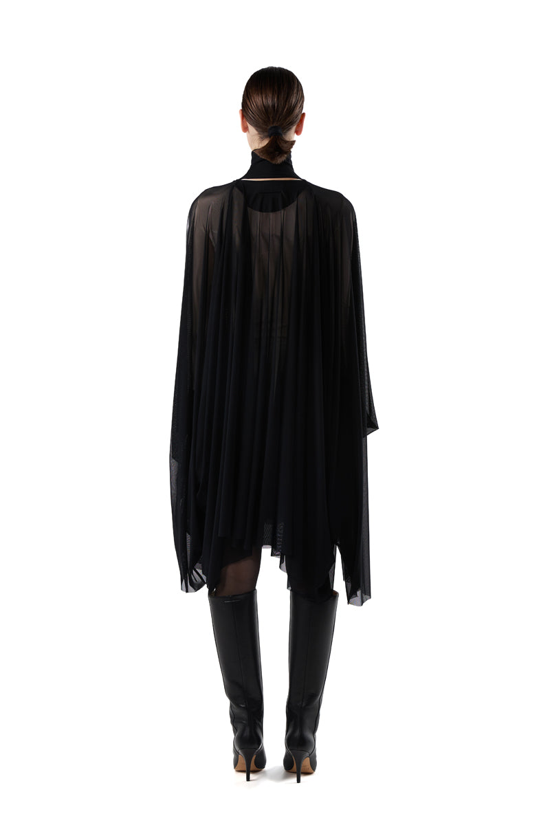 Sleeve slit tulle dress-Black MM6 MAISON MARGIELA