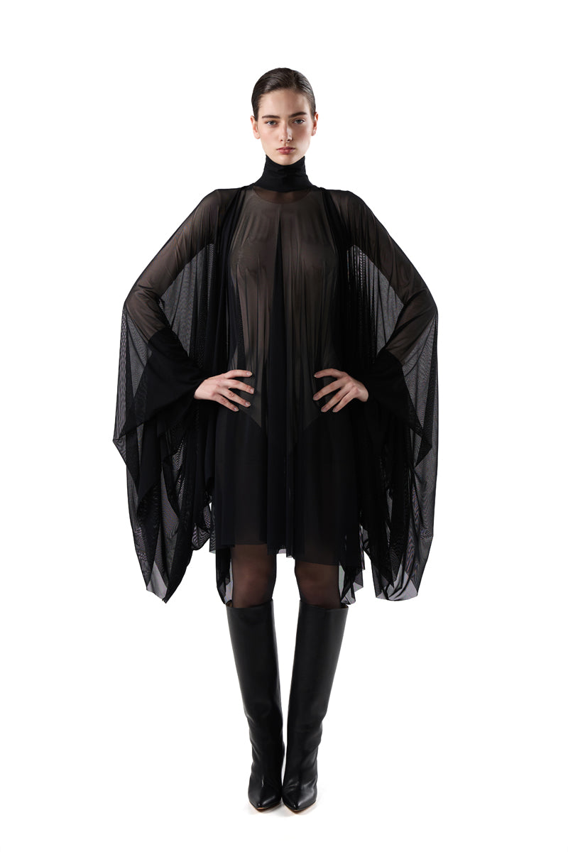 Sleeve slit tulle dress-Black MM6 MAISON MARGIELA
