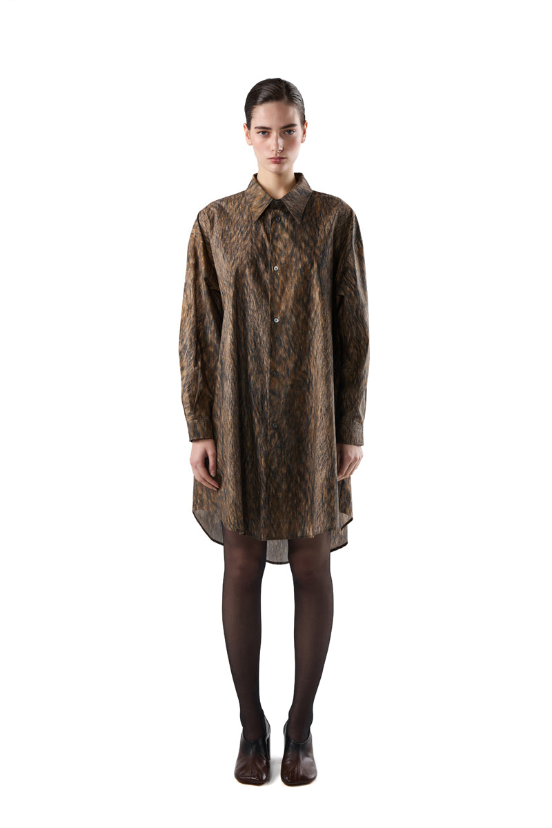 Animal print shirt dress/Brown MM6 MAISON MARGIELA