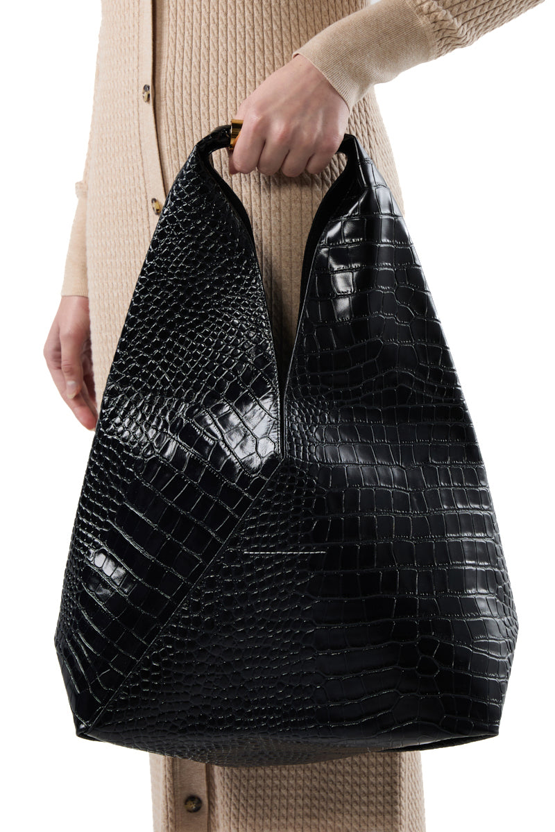 Crocodile-embossed Japanese Bag/ Black MM6 MAISON MARGIELA