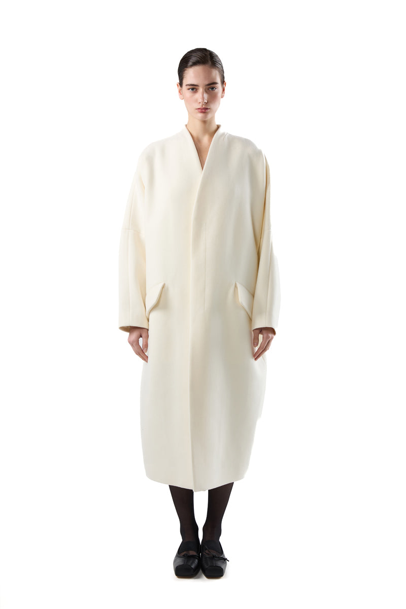 Asymmetric oversized coat/White MM6 MAISON MARGIELA