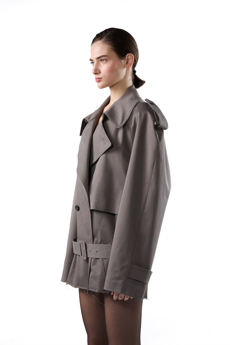 Double-breasted belted trench jacket/Grey MM6 MAISON MARGIELA