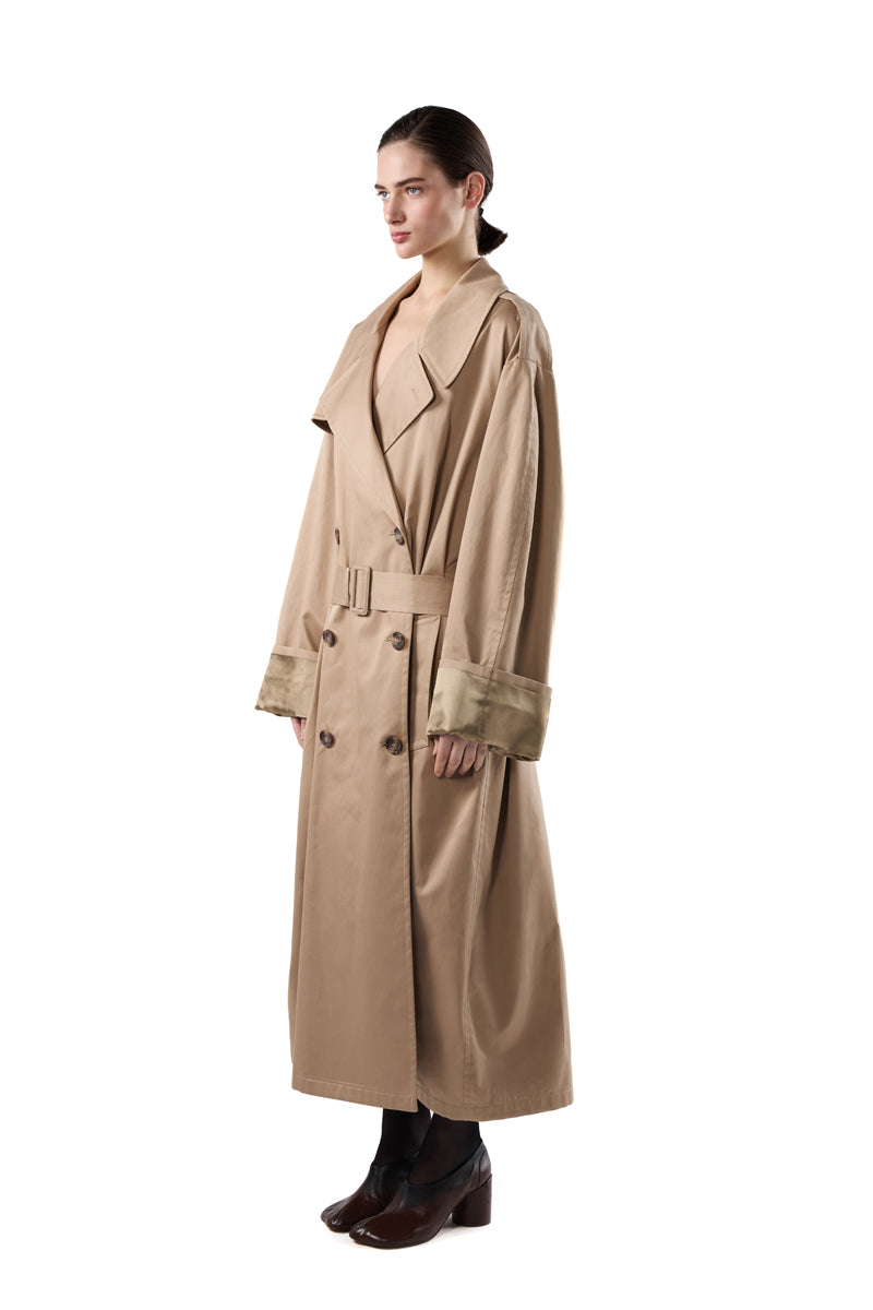 Single-breasted trench coat/Beige MM6 MAISON MARGIELA