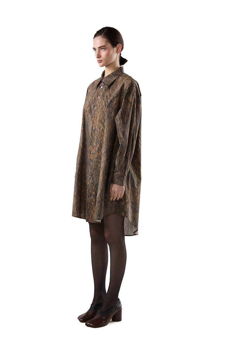 Animal print shirt dress/Brown MM6 MAISON MARGIELA