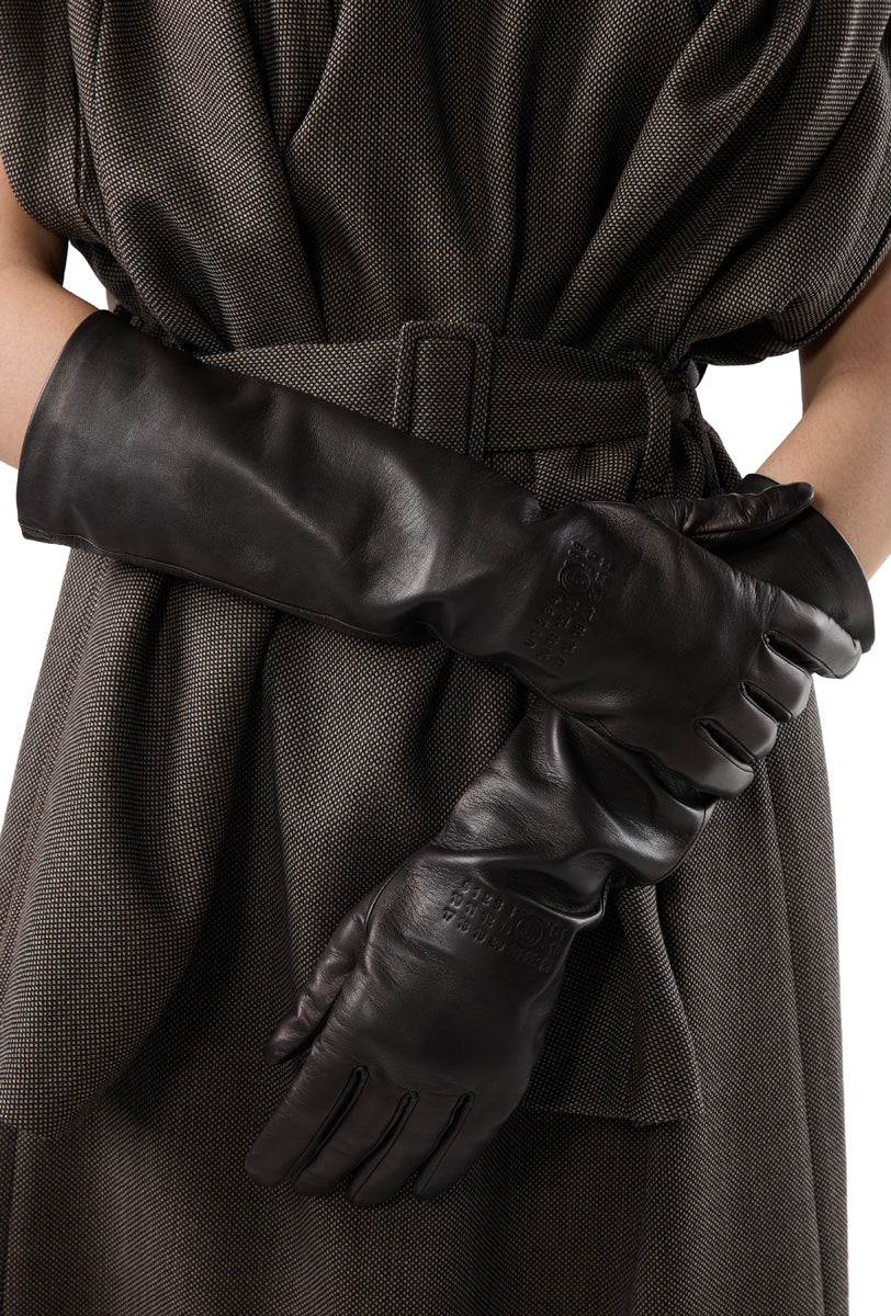 Mid-length leather gloves/Dark Brown MM6 MAISON MARGIELA