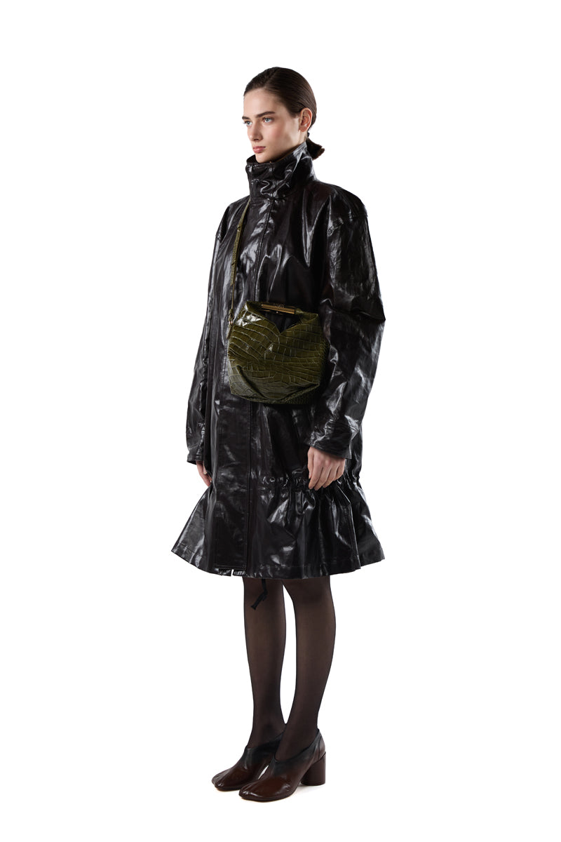 Crocodile-embossed crossbody Japanese Small Bag/ Olive MM6 MAISON MARGIELA