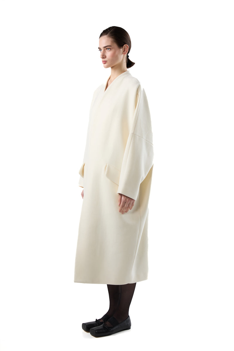 Asymmetric oversized coat/White MM6 MAISON MARGIELA