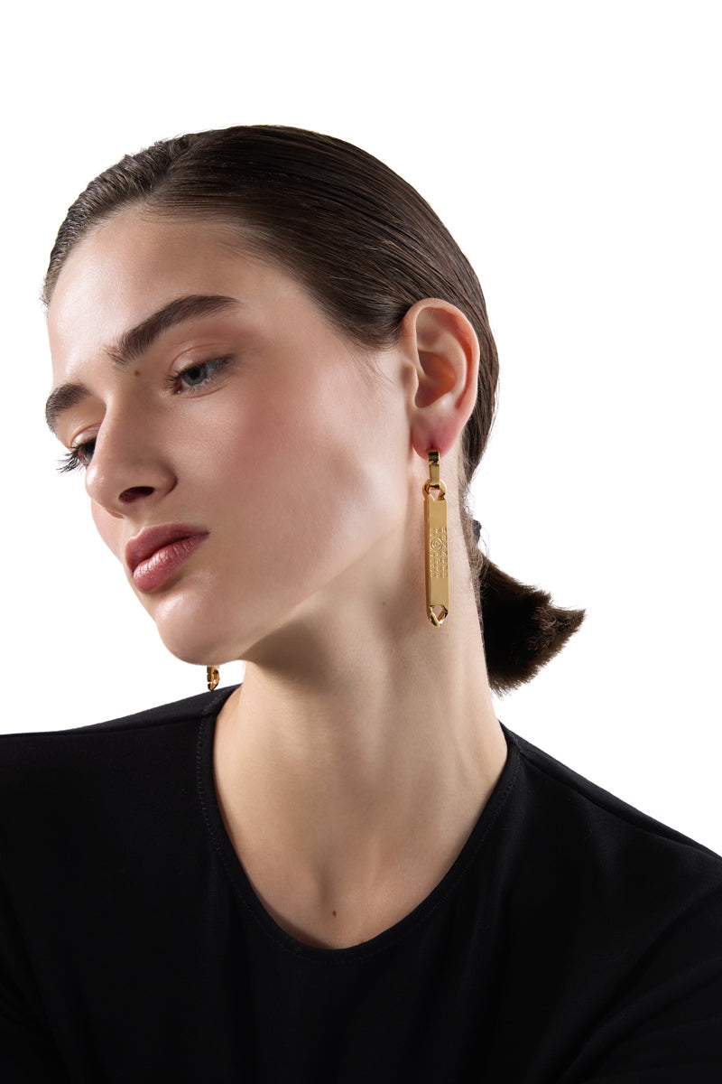 Numbers motif drop earrings-Gold MM6 MAISON MARGIELA
