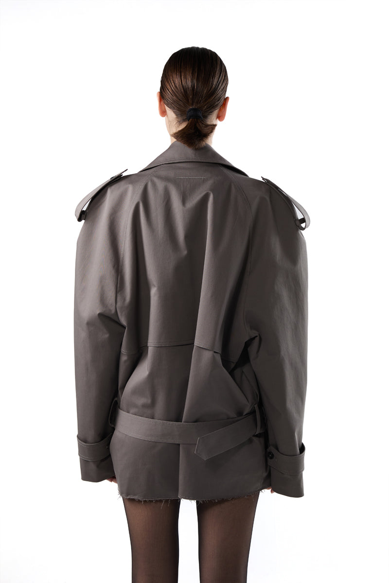 Double-breasted belted trench jacket/Grey MM6 MAISON MARGIELA