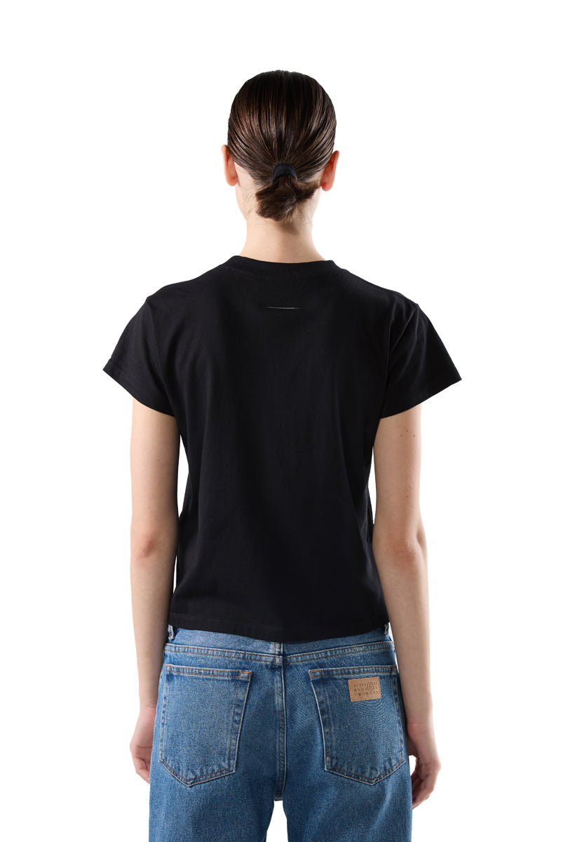 Fringe round neck T-shirt-Black MM6 MAISON MARGIELA