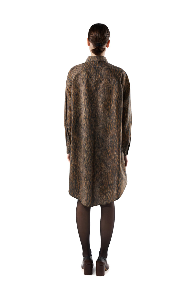 Animal print shirt dress/Brown MM6 MAISON MARGIELA