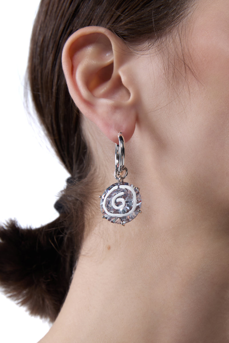 Pendant-embellished hoop earrings/ Silver MM6 MAISON MARGIELA