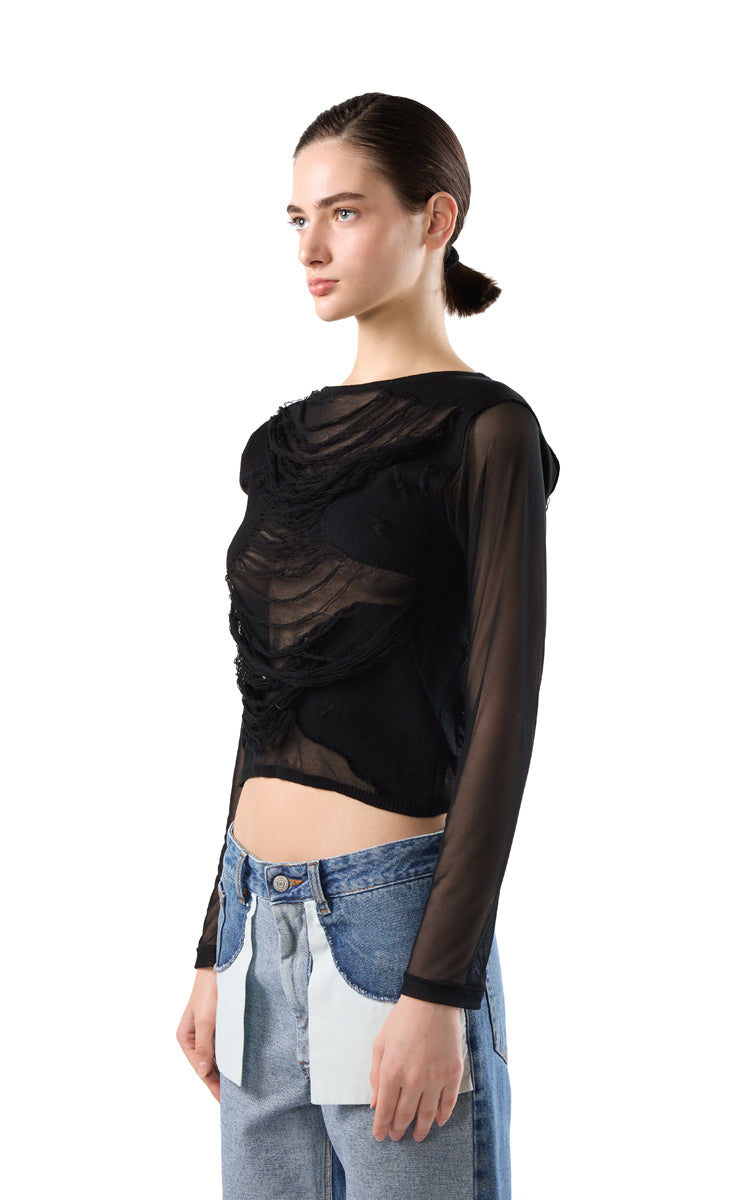Distressed top-Black MM6 MAISON MARGIELA