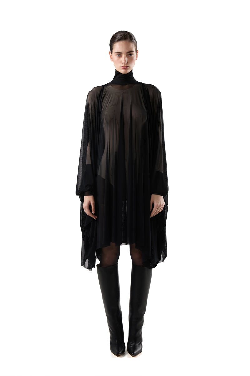 Sleeve slit tulle dress-Black MM6 MAISON MARGIELA