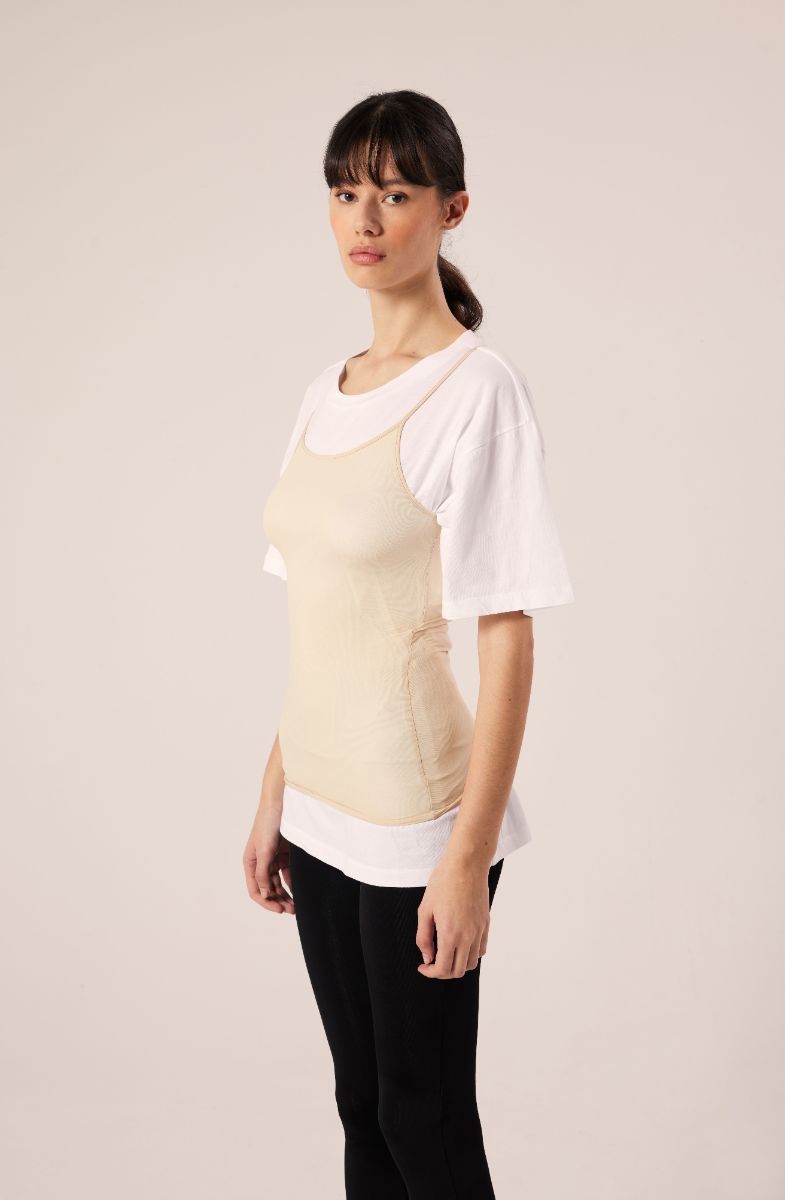 T-shirt with tank top-White/Beige MM6 MAISON MARGIELA
