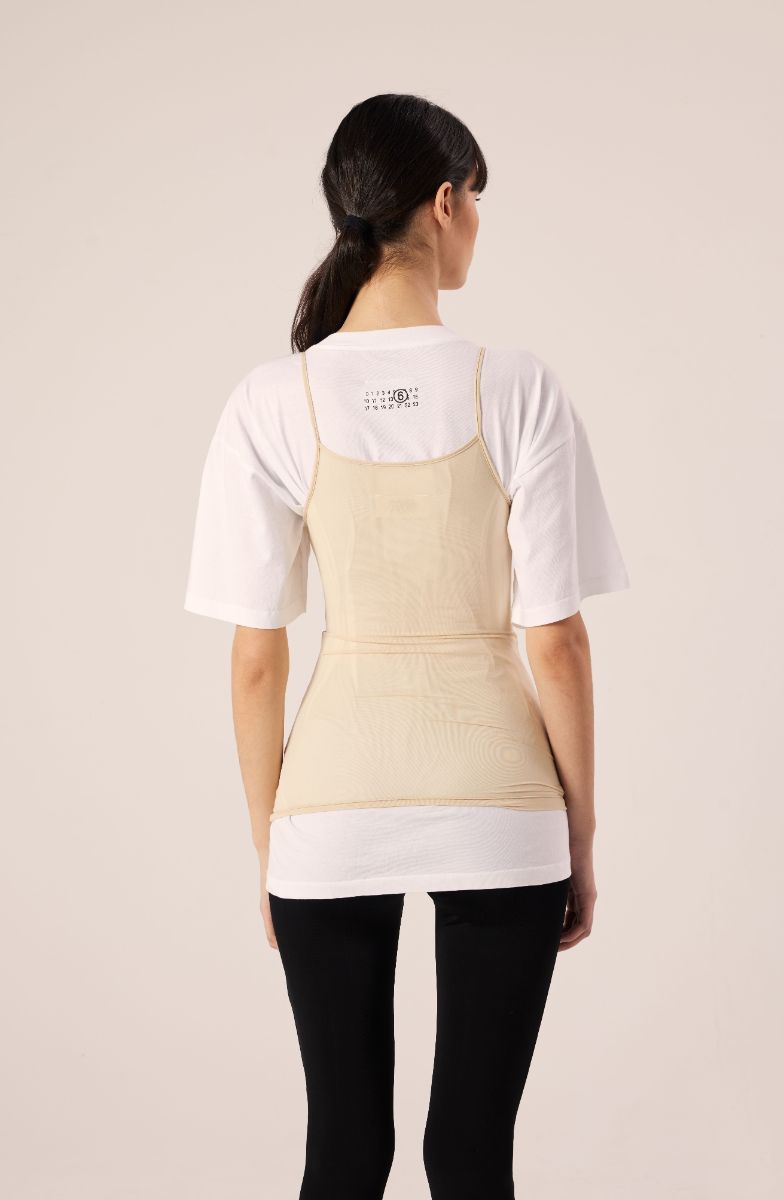 T-shirt with tank top-White/Beige MM6 MAISON MARGIELA
