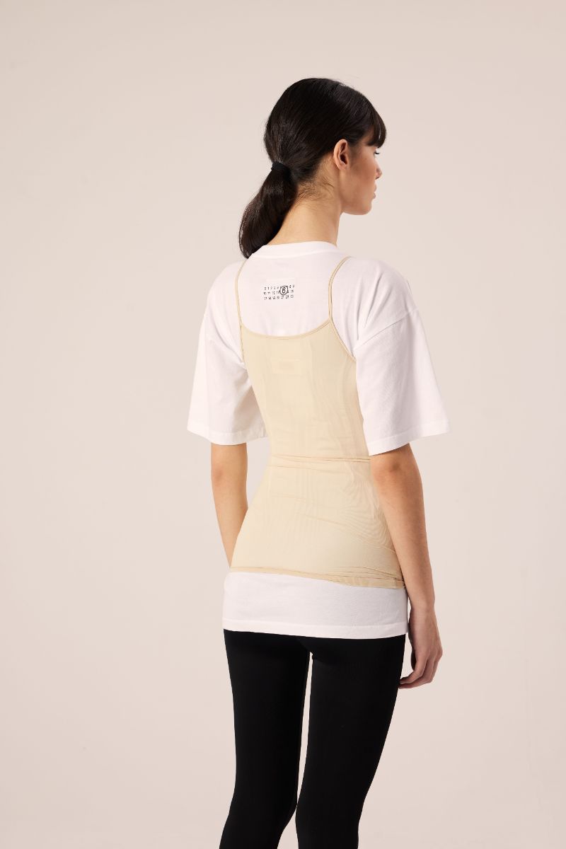 T-shirt with tank top-White/Beige MM6 MAISON MARGIELA