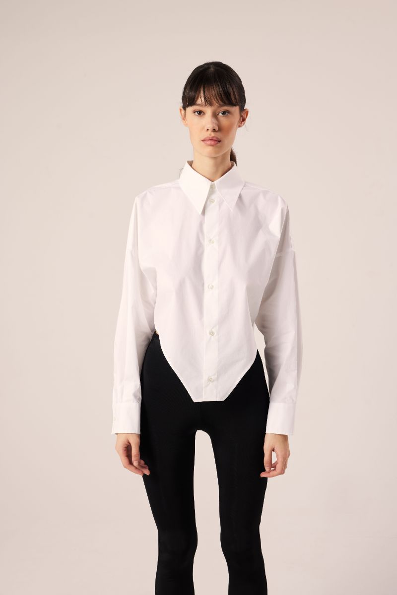 Asymmetric cotton shirt-White MM6 MAISON MARGIELA