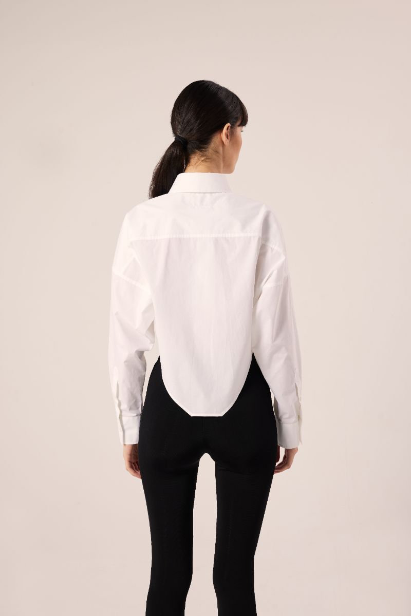 Asymmetric cotton shirt-White MM6 MAISON MARGIELA