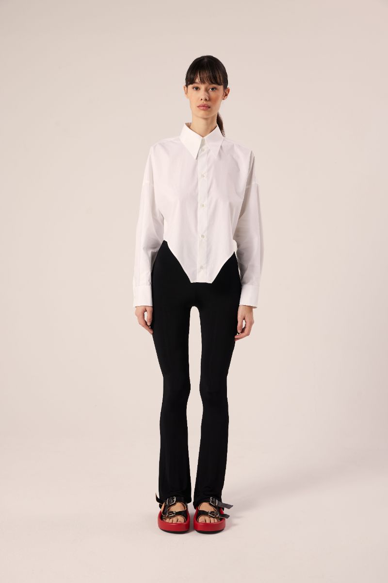 Asymmetric cotton shirt-White MM6 MAISON MARGIELA